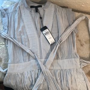 BCBG Grey and White Cotton Dress